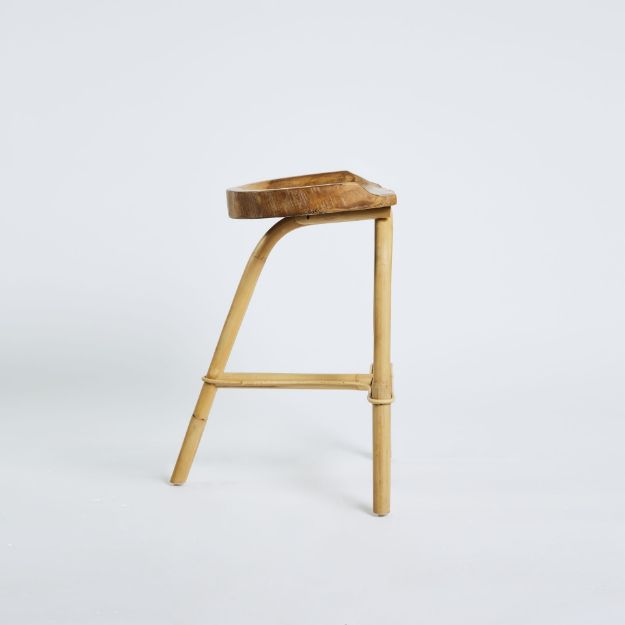 Image de Tabouret Rotin/Teck ETIK