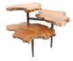 Image de Ensemble de 3 tables d'appoint en bois de teck avec pieds en fer noir