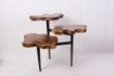 Image de Ensemble de 3 tables d'appoint en bois de teck avec pieds en fer noir